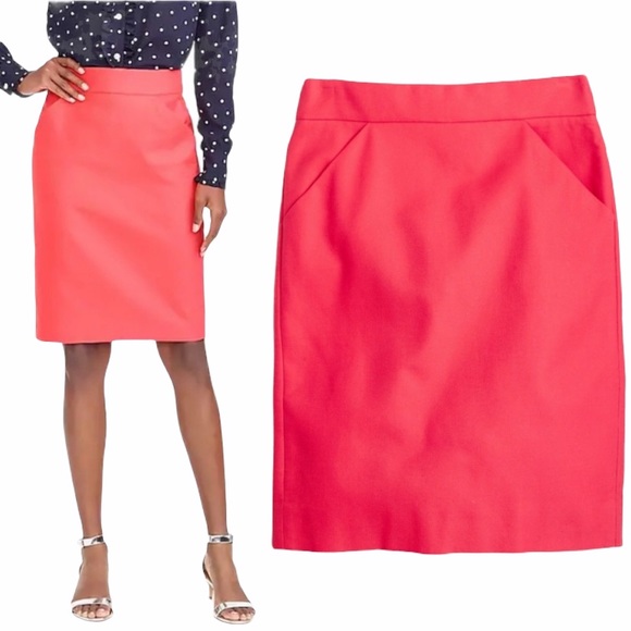 J. Crew Pencil Skirt Double Serge Coral - Size 8